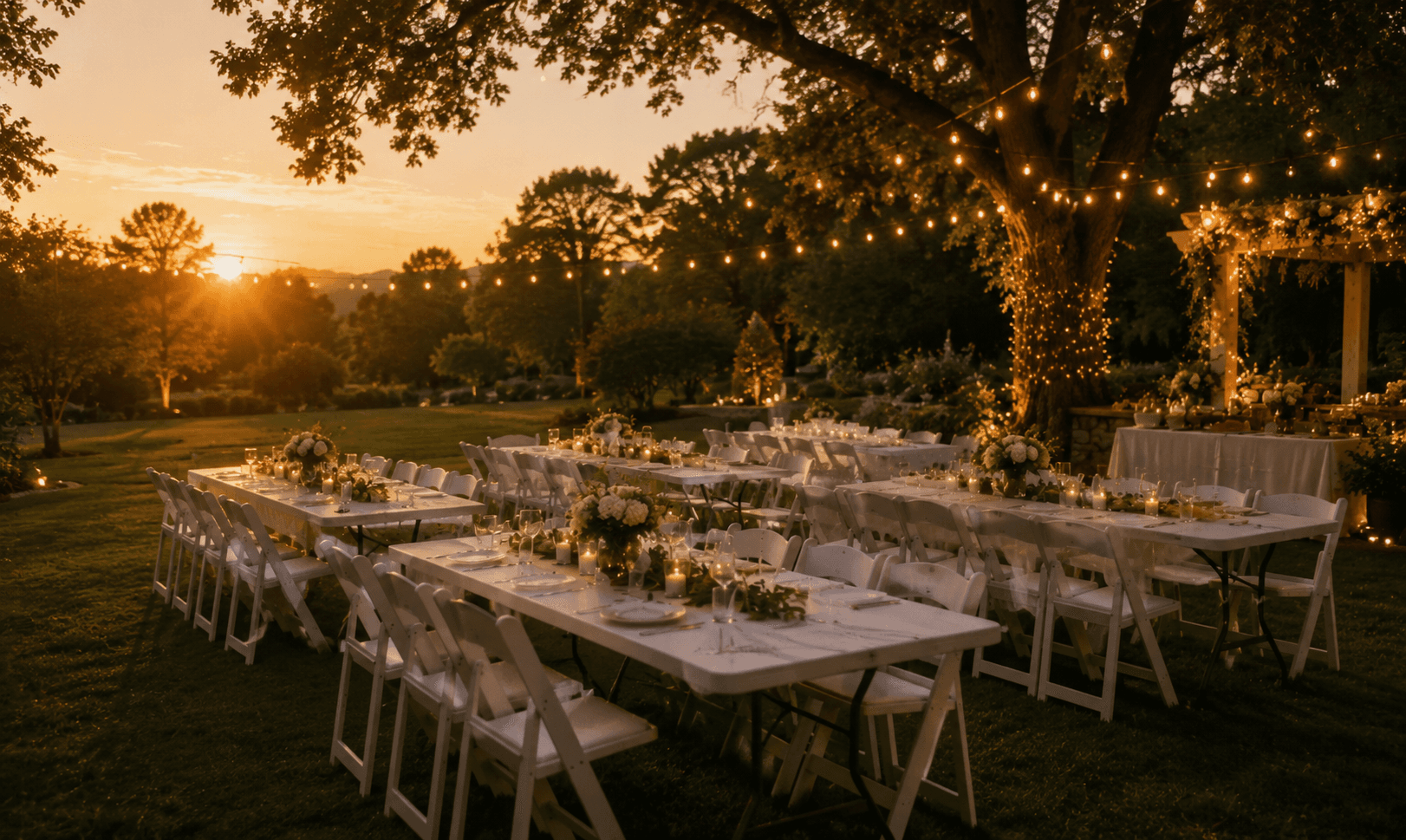 Everly Bow Rentals celebration setup